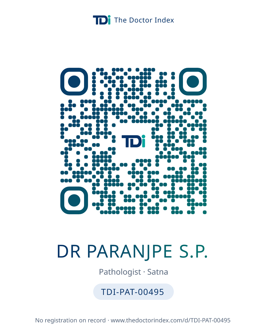 QR card for Dr Paranjpe S.P., TDI-PAT-00495