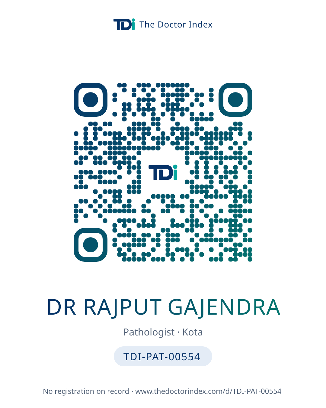 QR card for Dr Rajput Gajendra, TDI-PAT-00554