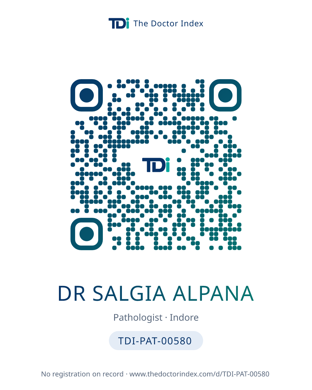 QR card for Dr Salgia Alpana, TDI-PAT-00580