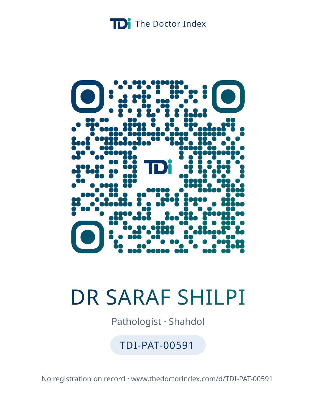 QR card for Dr Saraf Shilpi, TDI-PAT-00591