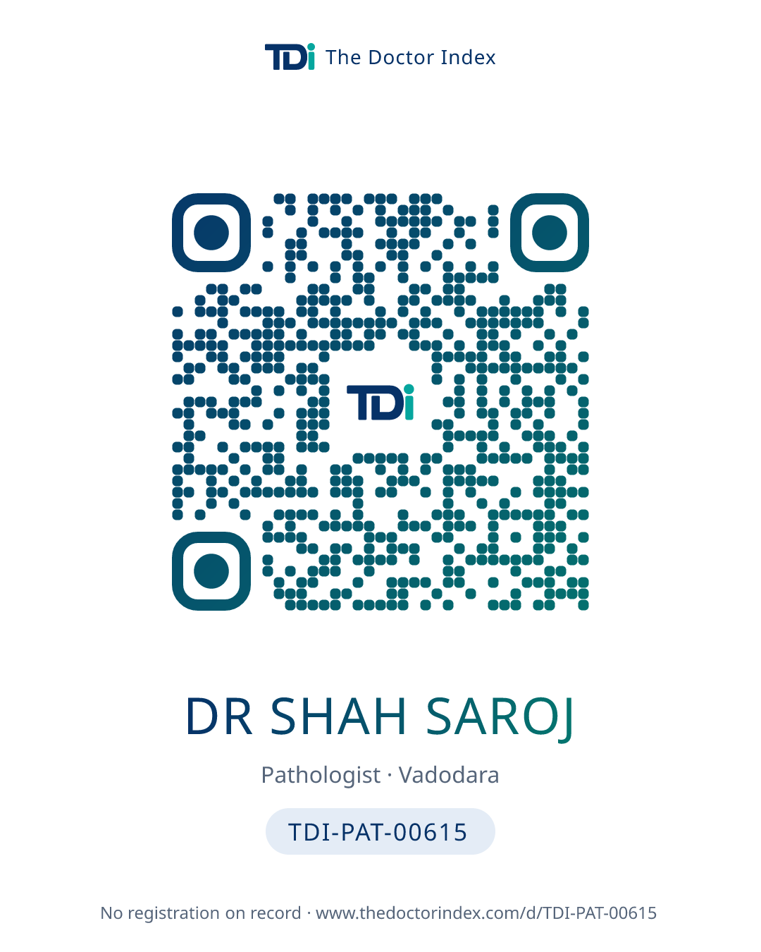 QR card for Dr Shah Saroj, TDI-PAT-00615