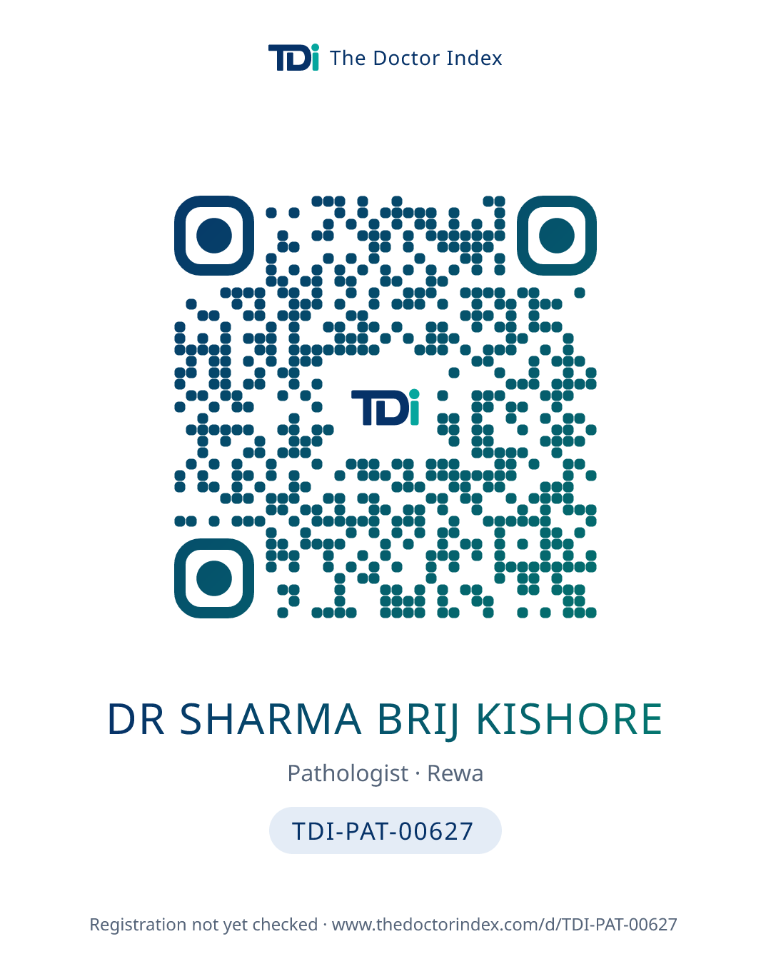 QR card for Dr Sharma Brij Kishore, TDI-PAT-00627