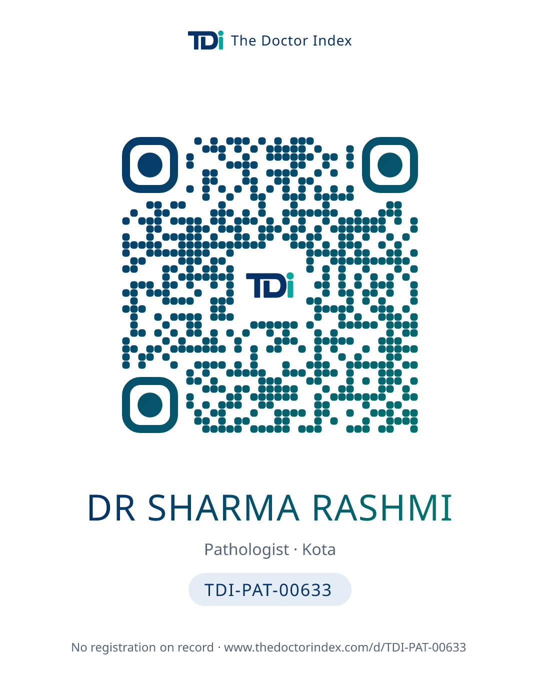 QR card for Dr Sharma Rashmi, TDI-PAT-00633