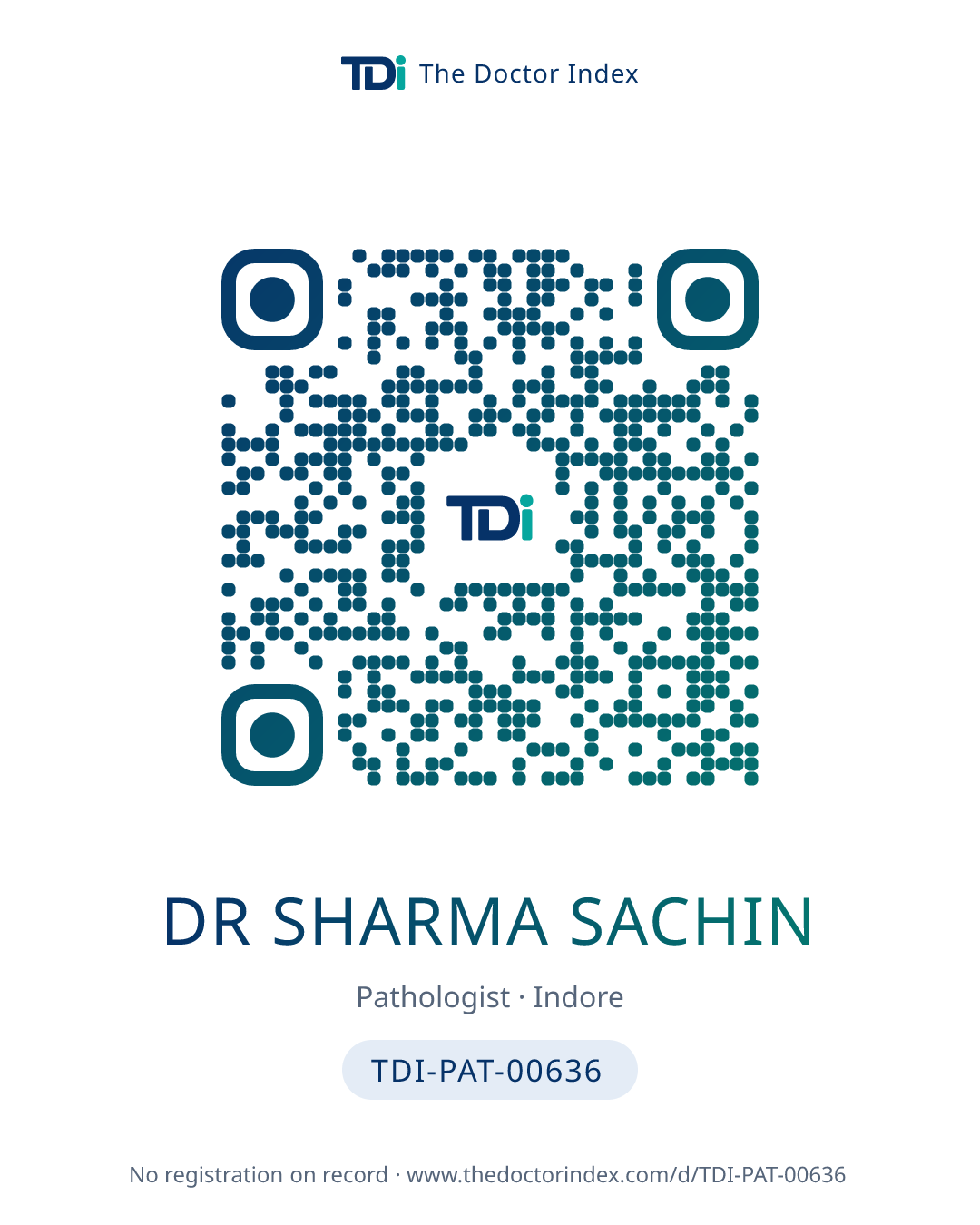 QR card for Dr Sharma Sachin, TDI-PAT-00636