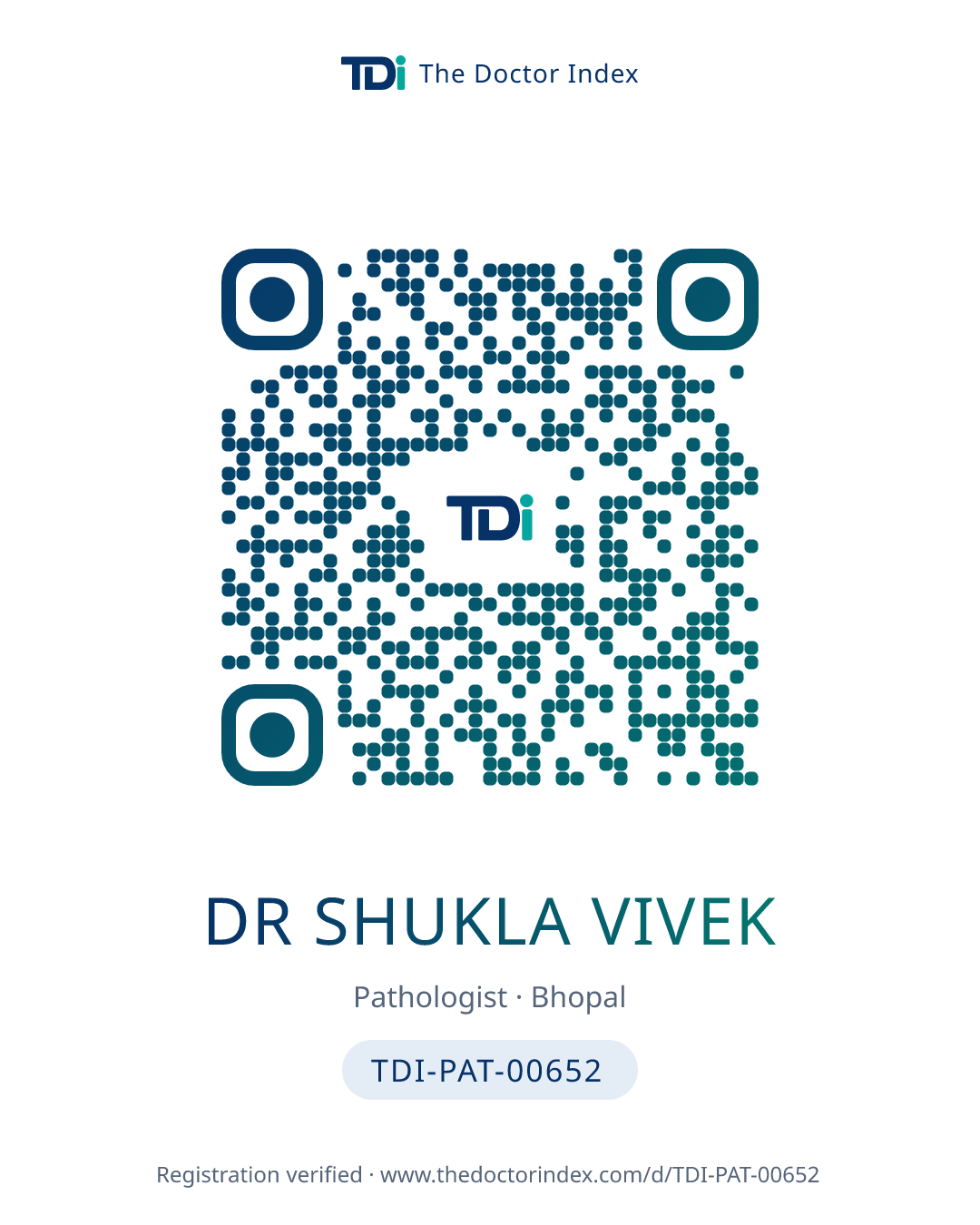 QR card for Dr Shukla Vivek, TDI-PAT-00652