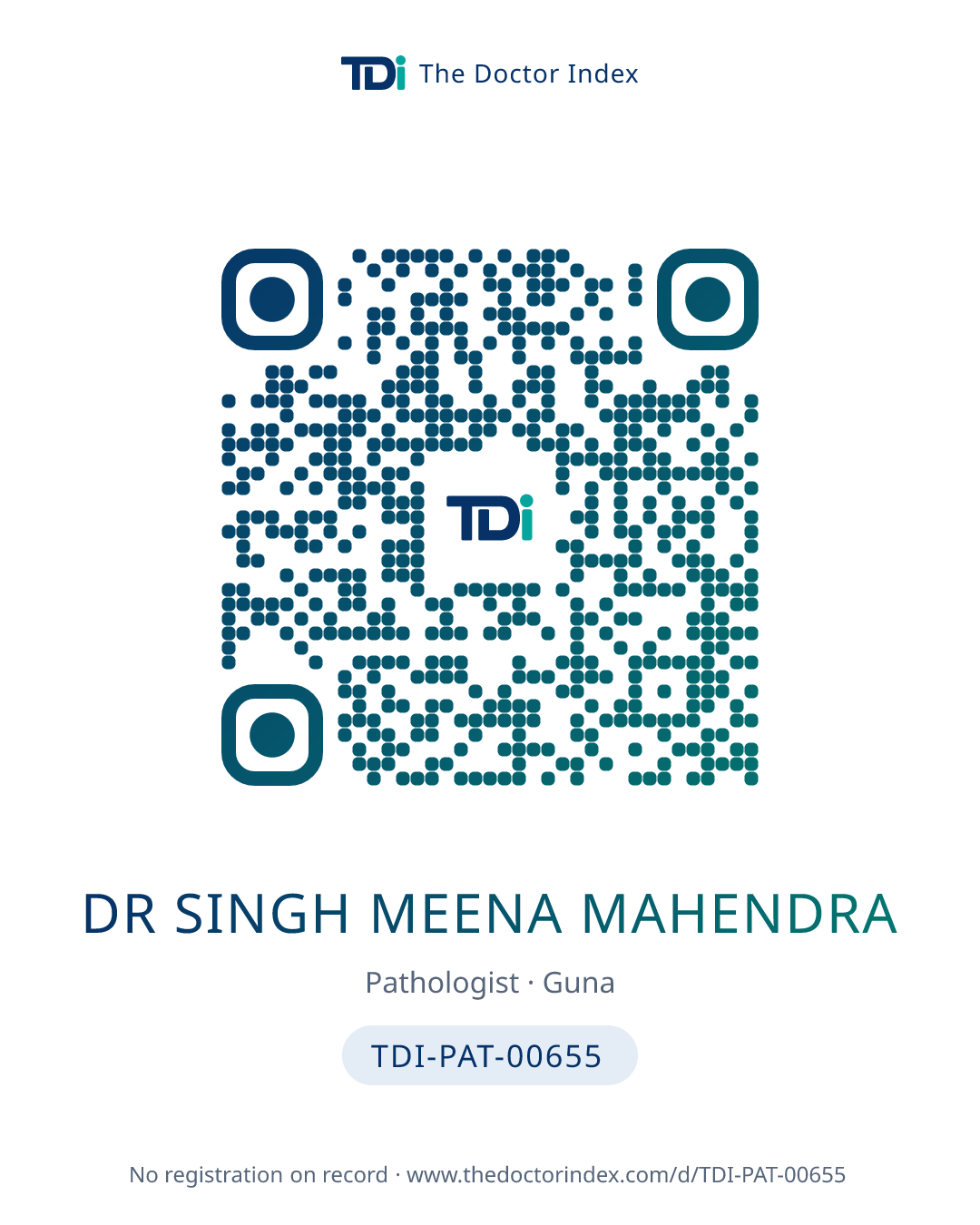 QR card for Dr Singh Meena Mahendra, TDI-PAT-00655