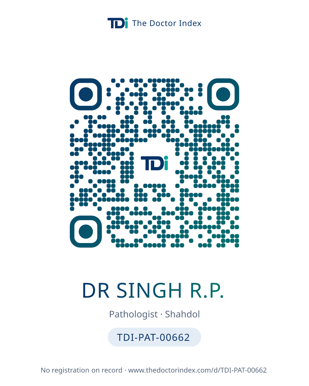 QR card for Dr Singh R.P., TDI-PAT-00662
