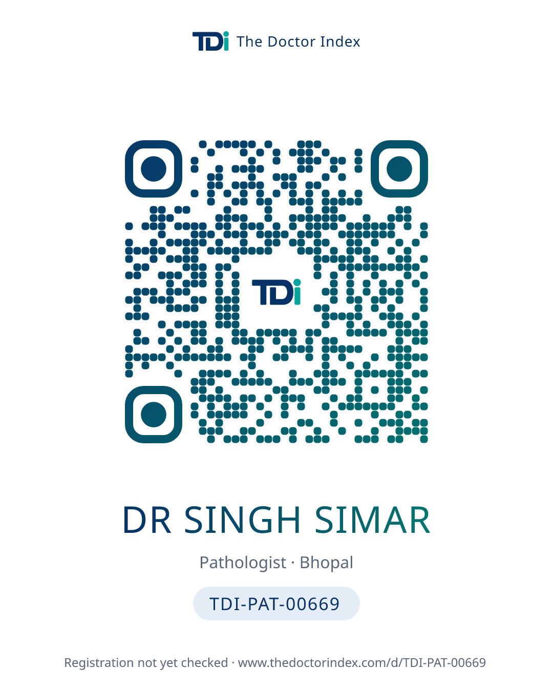 QR card for Dr Singh Simar, TDI-PAT-00669