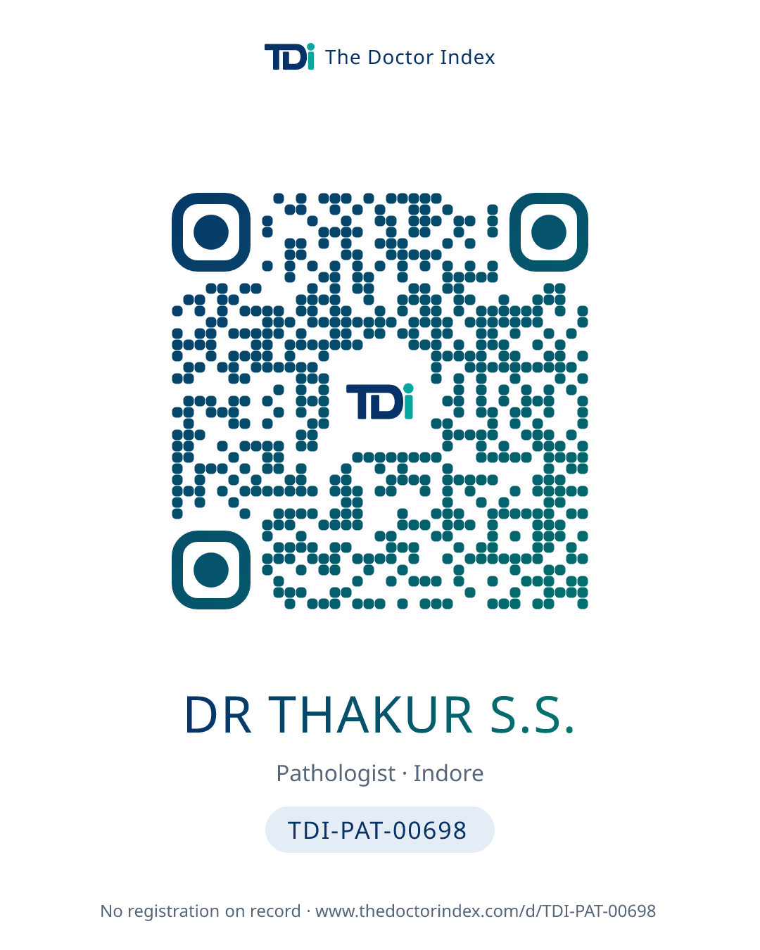 QR card for Dr Thakur S.S., TDI-PAT-00698