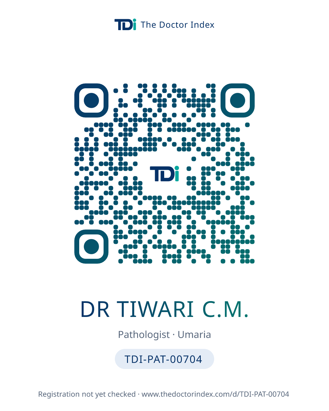 QR card for Dr Tiwari C.M., TDI-PAT-00704