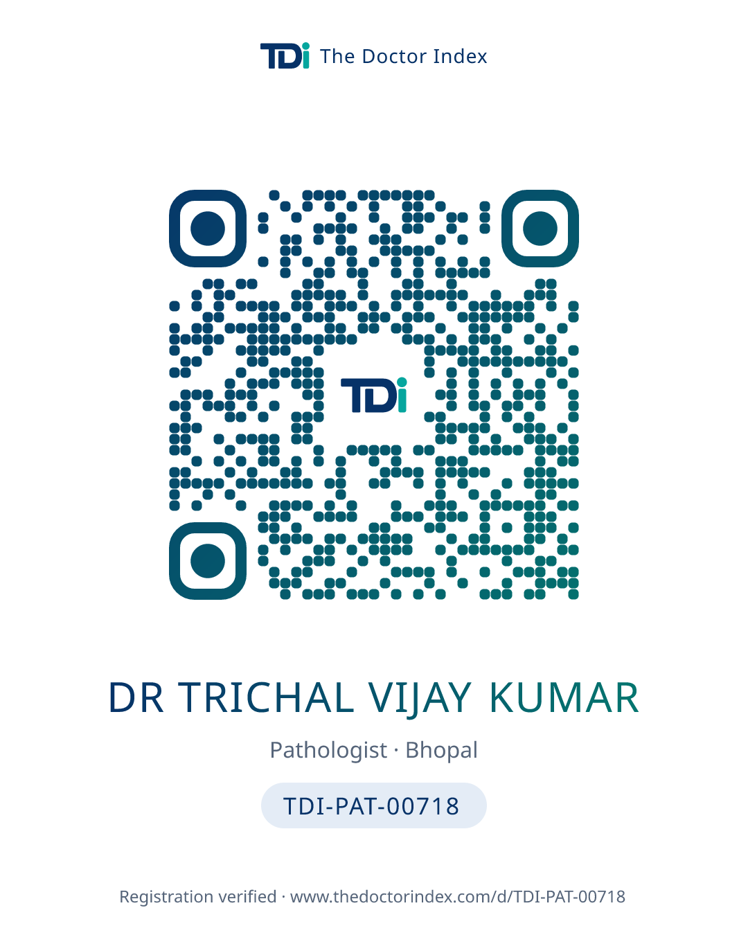 QR card for Dr Trichal Vijay Kumar, TDI-PAT-00718