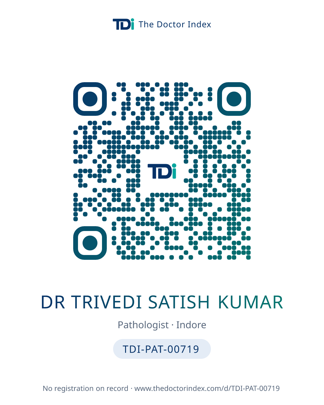 QR card for Dr Trivedi Satish Kumar, TDI-PAT-00719