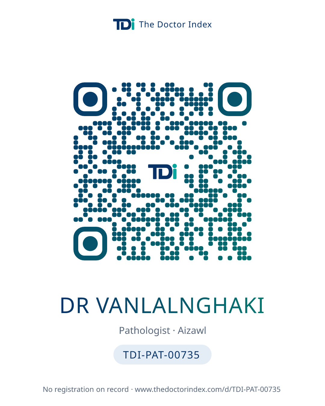 QR card for Dr Vanlalnghaki, TDI-PAT-00735
