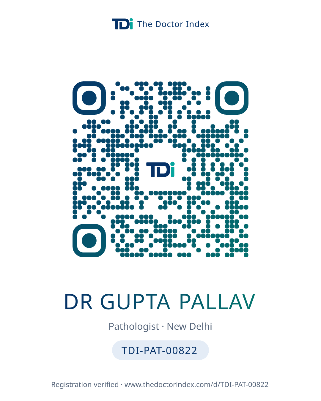 QR card for Dr Gupta Pallav, TDI-PAT-00822