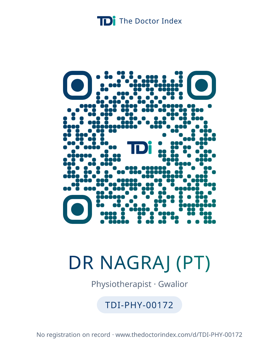 QR card for Dr Nagraj (PT), TDI-PHY-00172