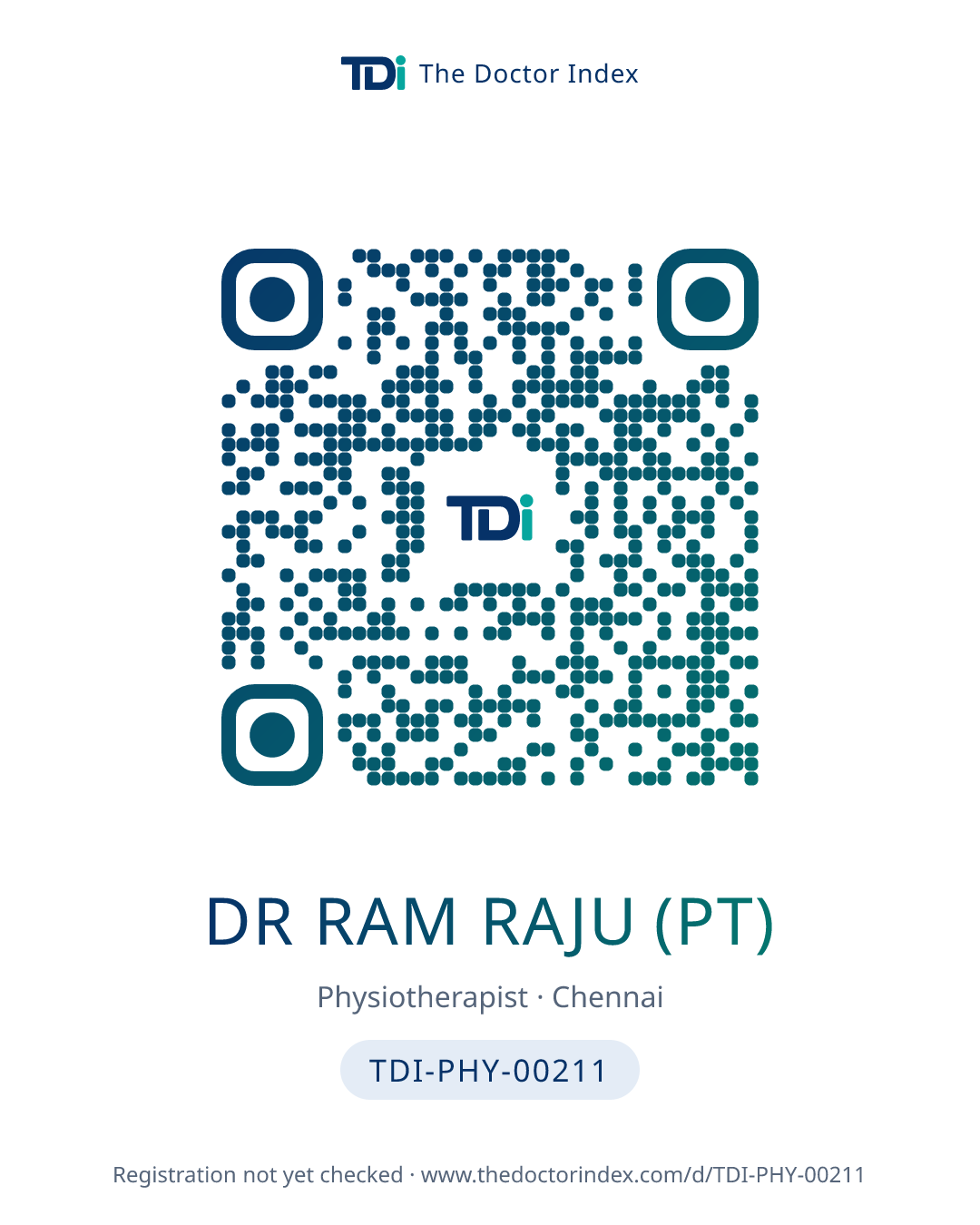QR card for Dr Ram Raju (PT), TDI-PHY-00211