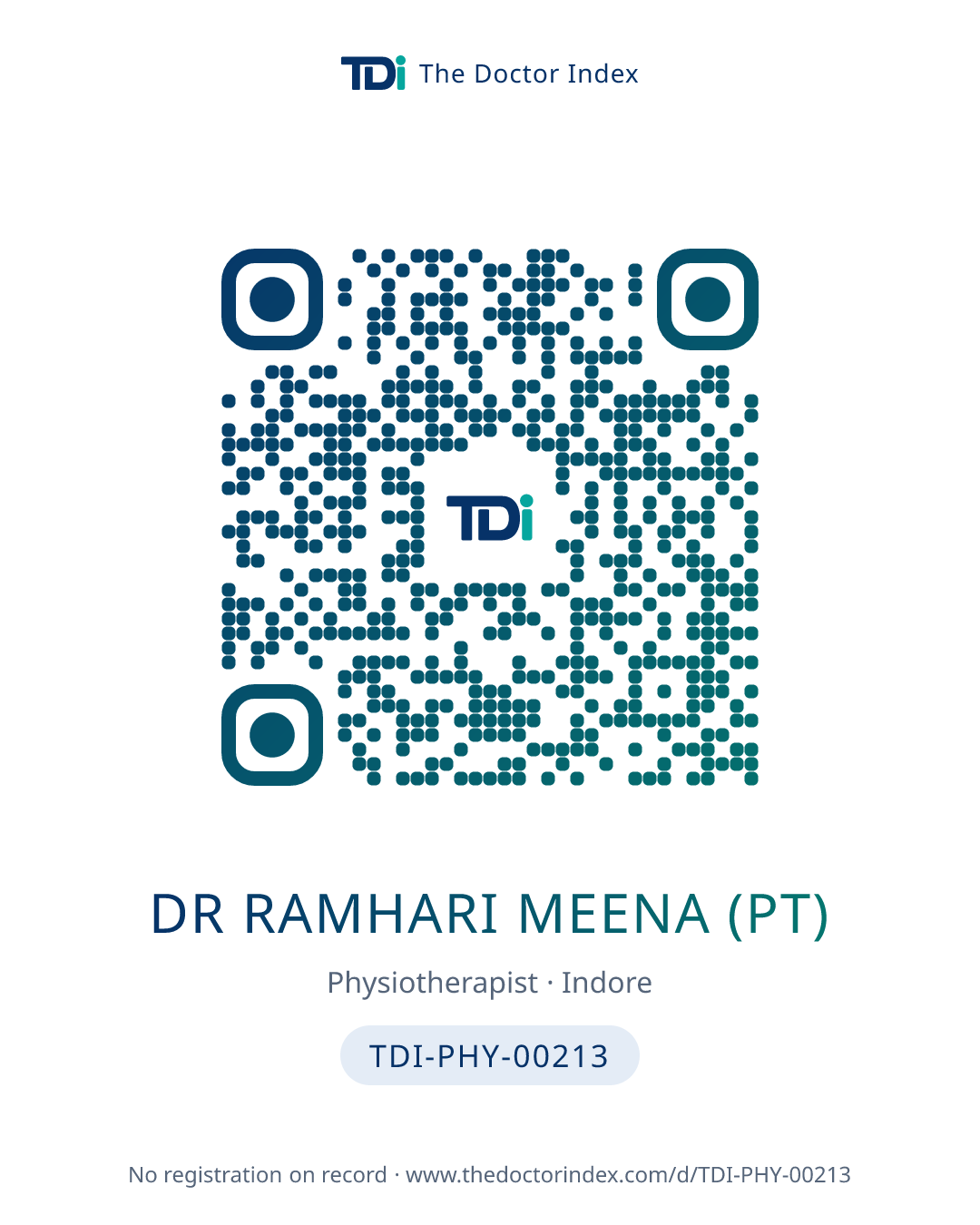 QR card for Dr Ramhari Meena (PT), TDI-PHY-00213