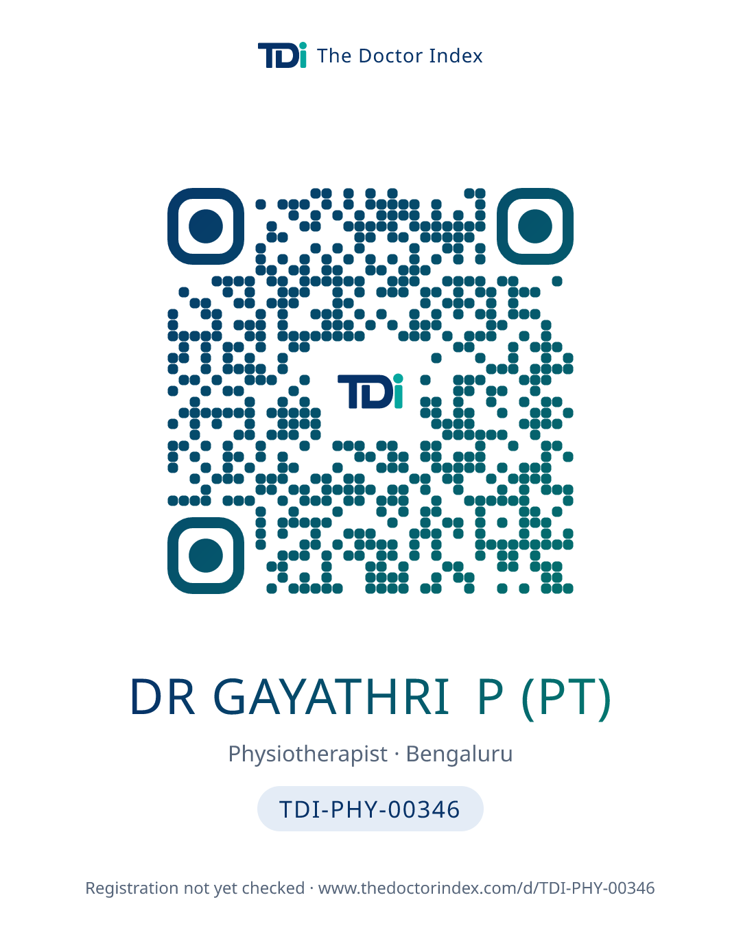 QR card for Dr Gayathri P (PT), TDI-PHY-00346