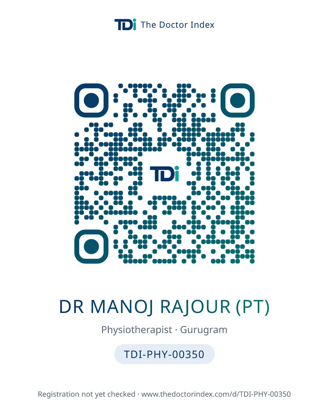 QR card for Dr Manoj Rajour (PT), TDI-PHY-00350