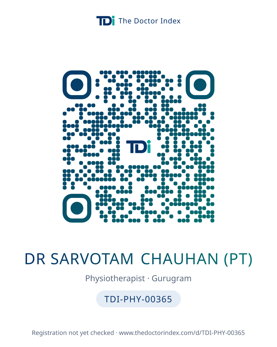QR card for Dr Sarvotam Chauhan (PT), TDI-PHY-00365