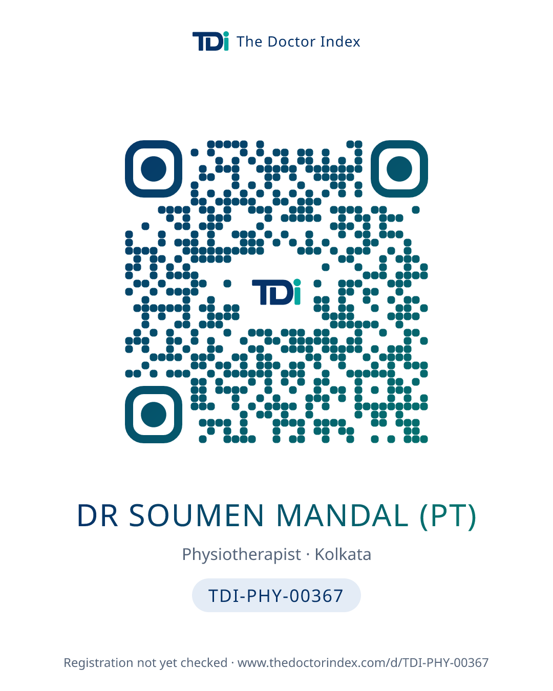 QR card for Dr Soumen Mandal (PT), TDI-PHY-00367