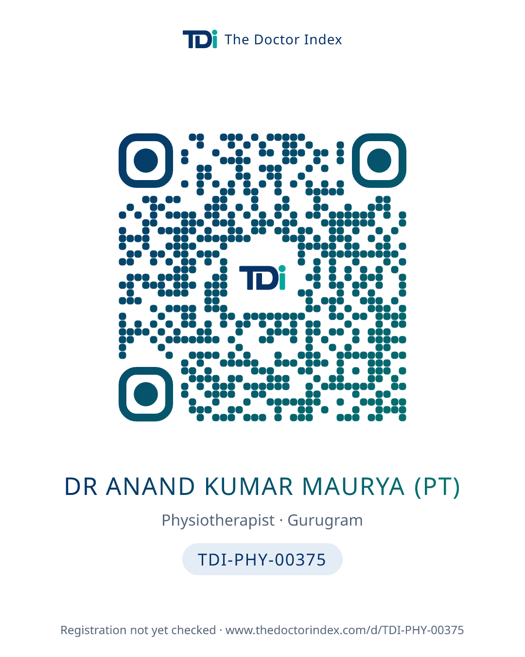 QR card for Dr Anand Kumar Maurya (PT), TDI-PHY-00375