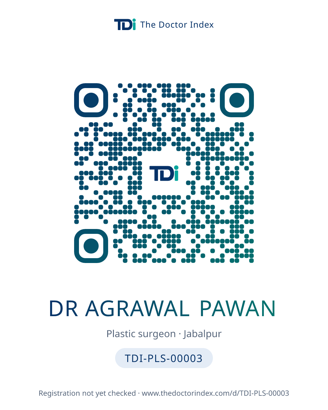 QR card for Dr Agrawal Pawan, TDI-PLS-00003