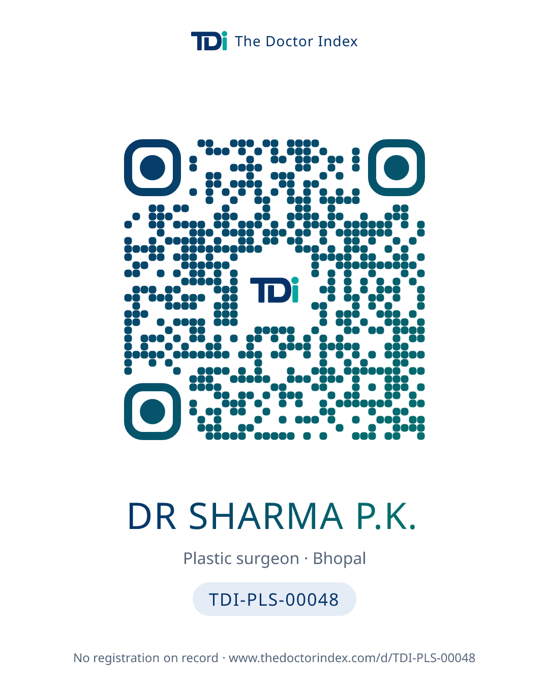 QR card for Dr Sharma P.K., TDI-PLS-00048