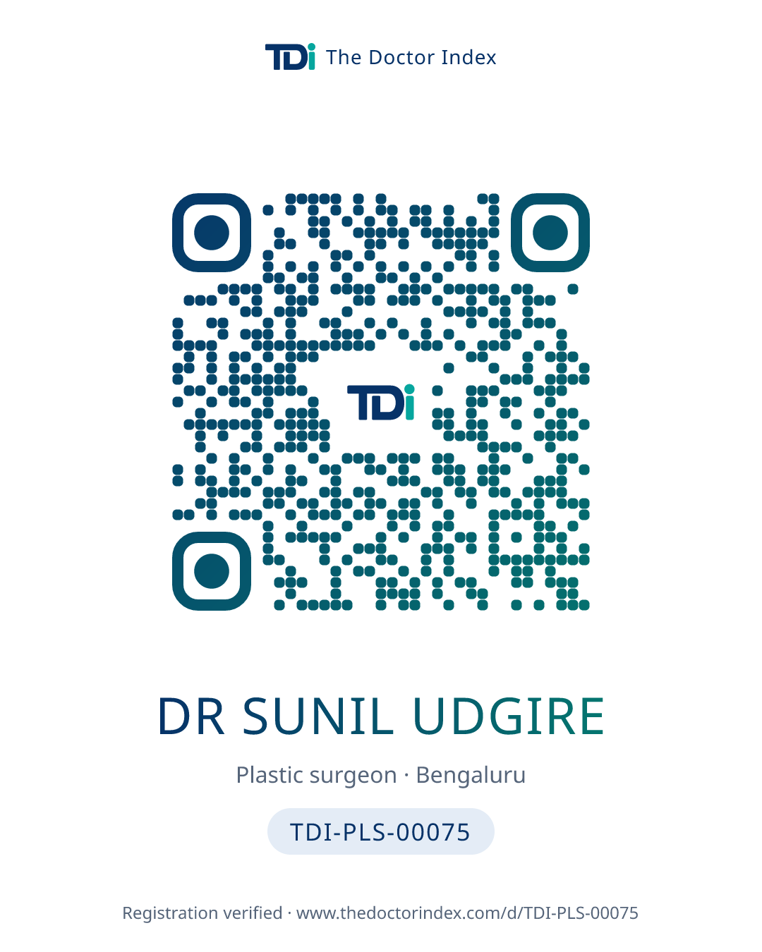 QR card for Dr Sunil Udgire, TDI-PLS-00075