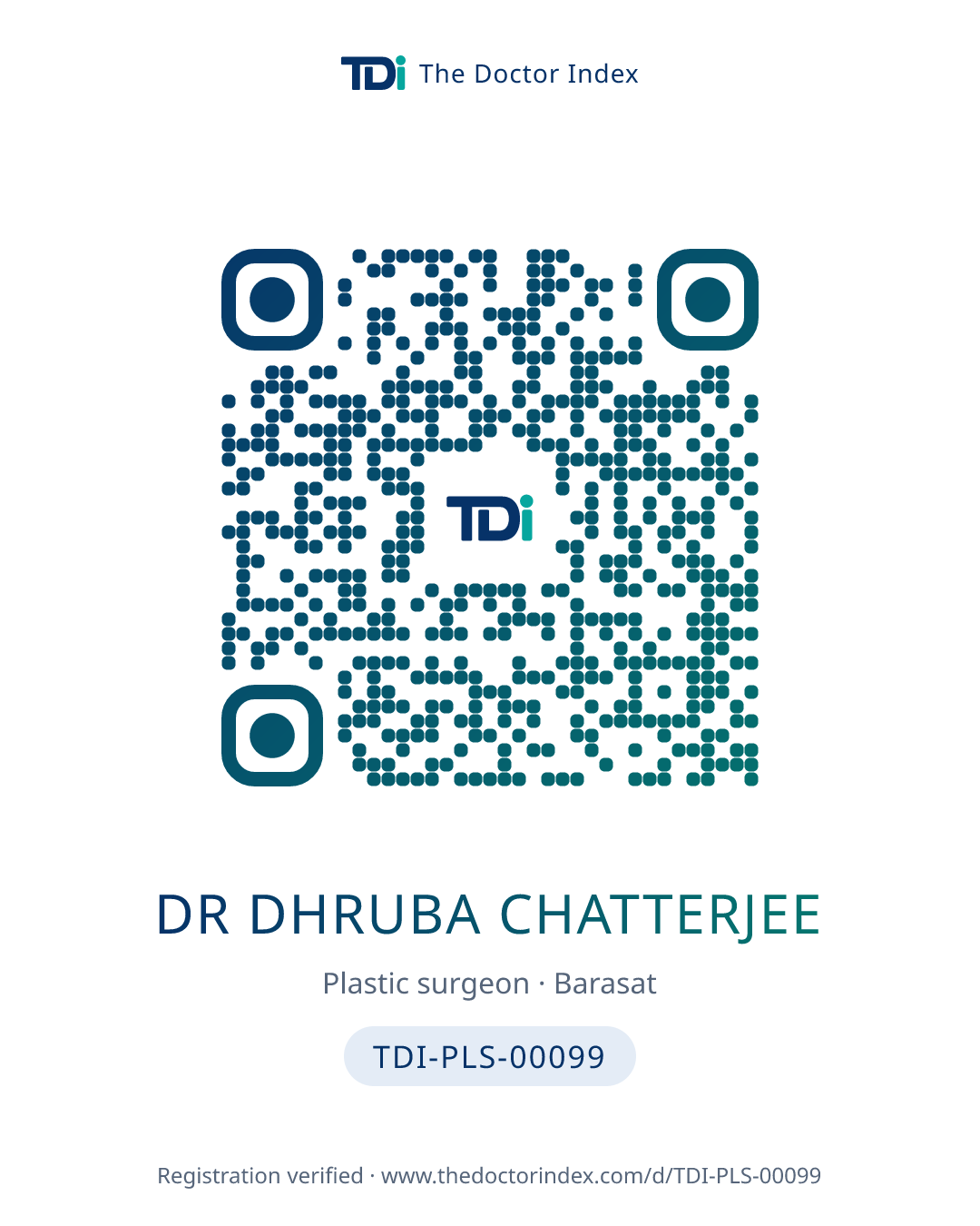 QR card for Dr Dhruba Chatterjee, TDI-PLS-00099