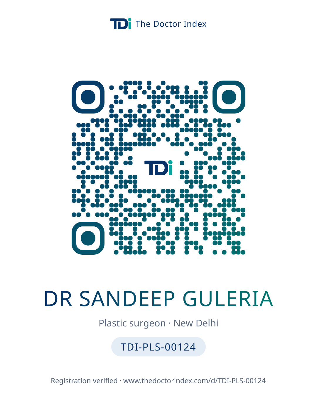 QR card for Dr Sandeep Guleria, TDI-PLS-00124