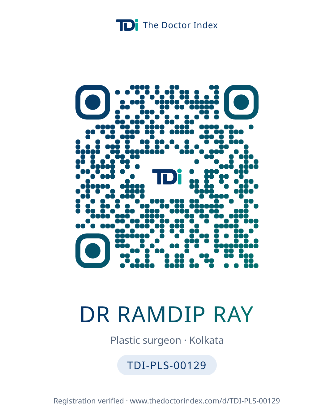 QR card for Dr Ramdip Ray, TDI-PLS-00129