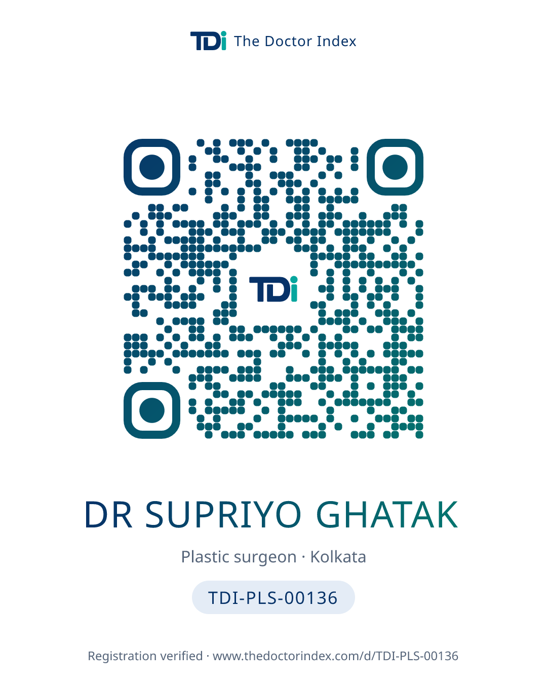 QR card for Dr Supriyo Ghatak, TDI-PLS-00136