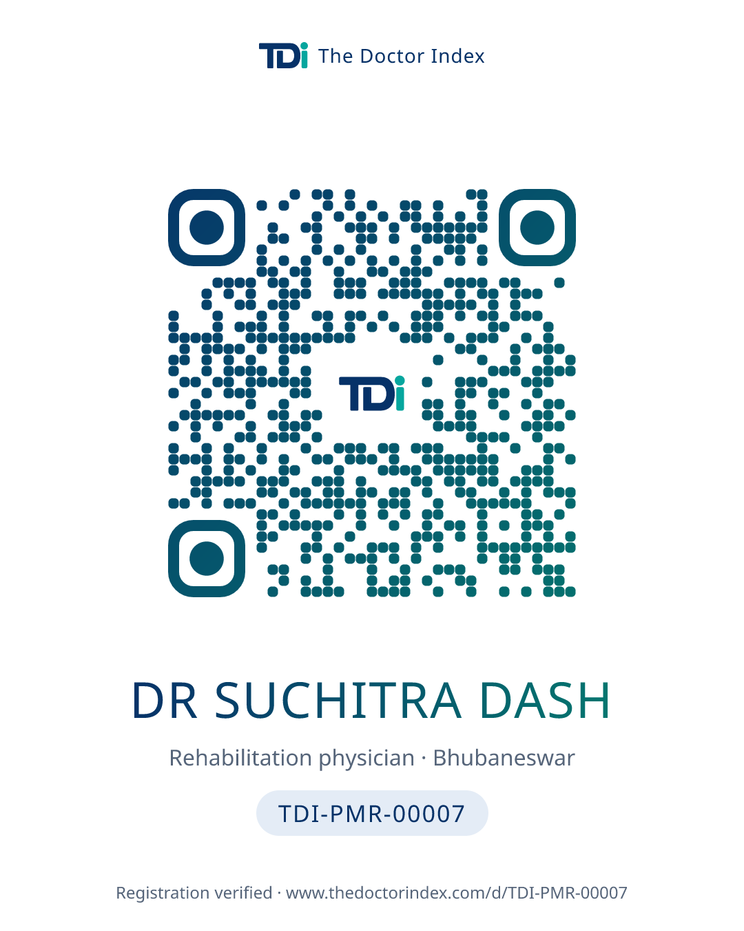 QR card for Dr Suchitra Dash, TDI-PMR-00007