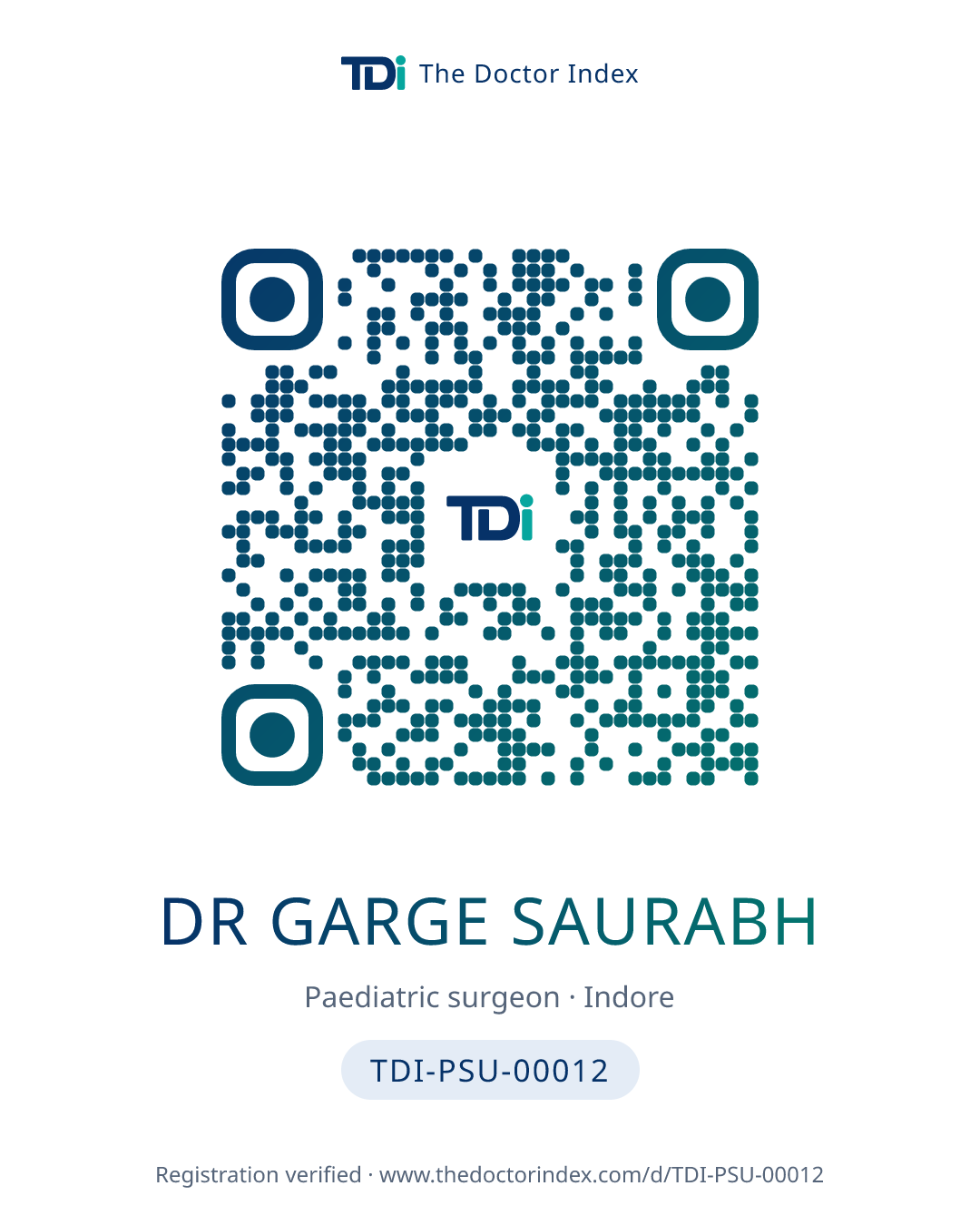 QR card for Dr Garge Saurabh, TDI-PSU-00012