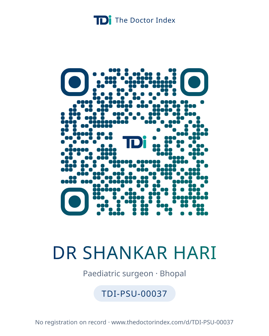 QR card for Dr Shankar Hari, TDI-PSU-00037