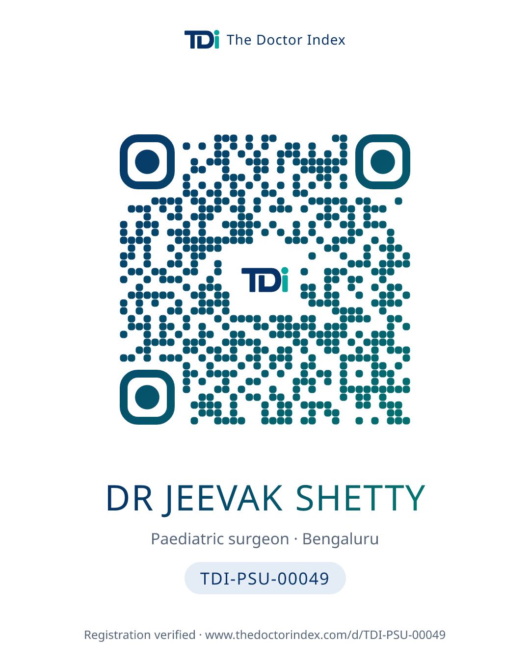 QR card for Dr Jeevak Shetty, TDI-PSU-00049