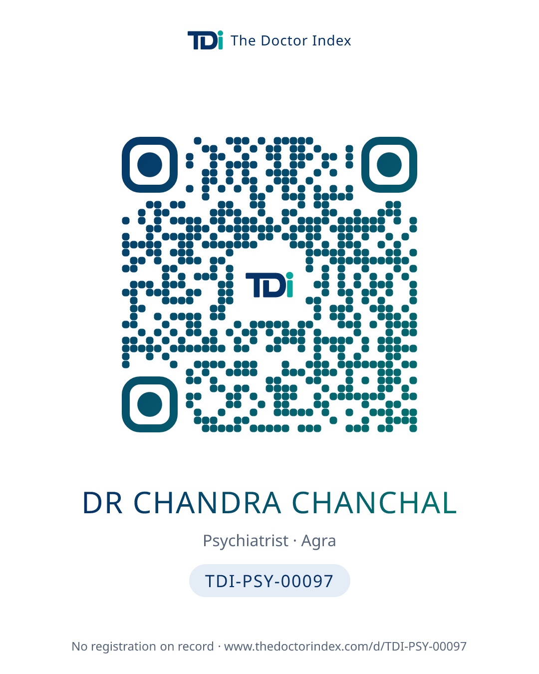 QR card for Dr Chandra Chanchal, TDI-PSY-00097
