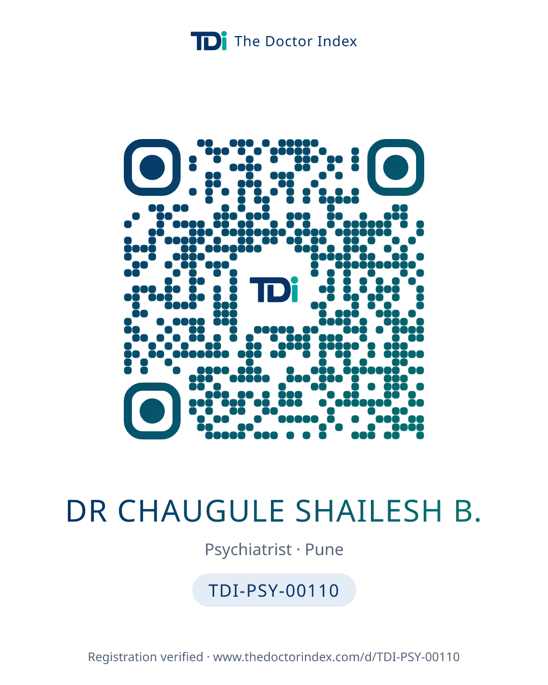 QR card for Dr Chaugule Shailesh B., TDI-PSY-00110