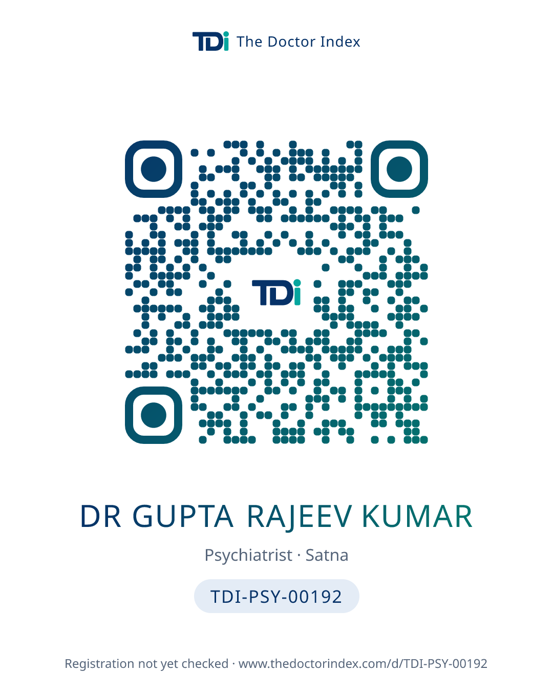 QR card for Dr Gupta Rajeev Kumar, TDI-PSY-00192