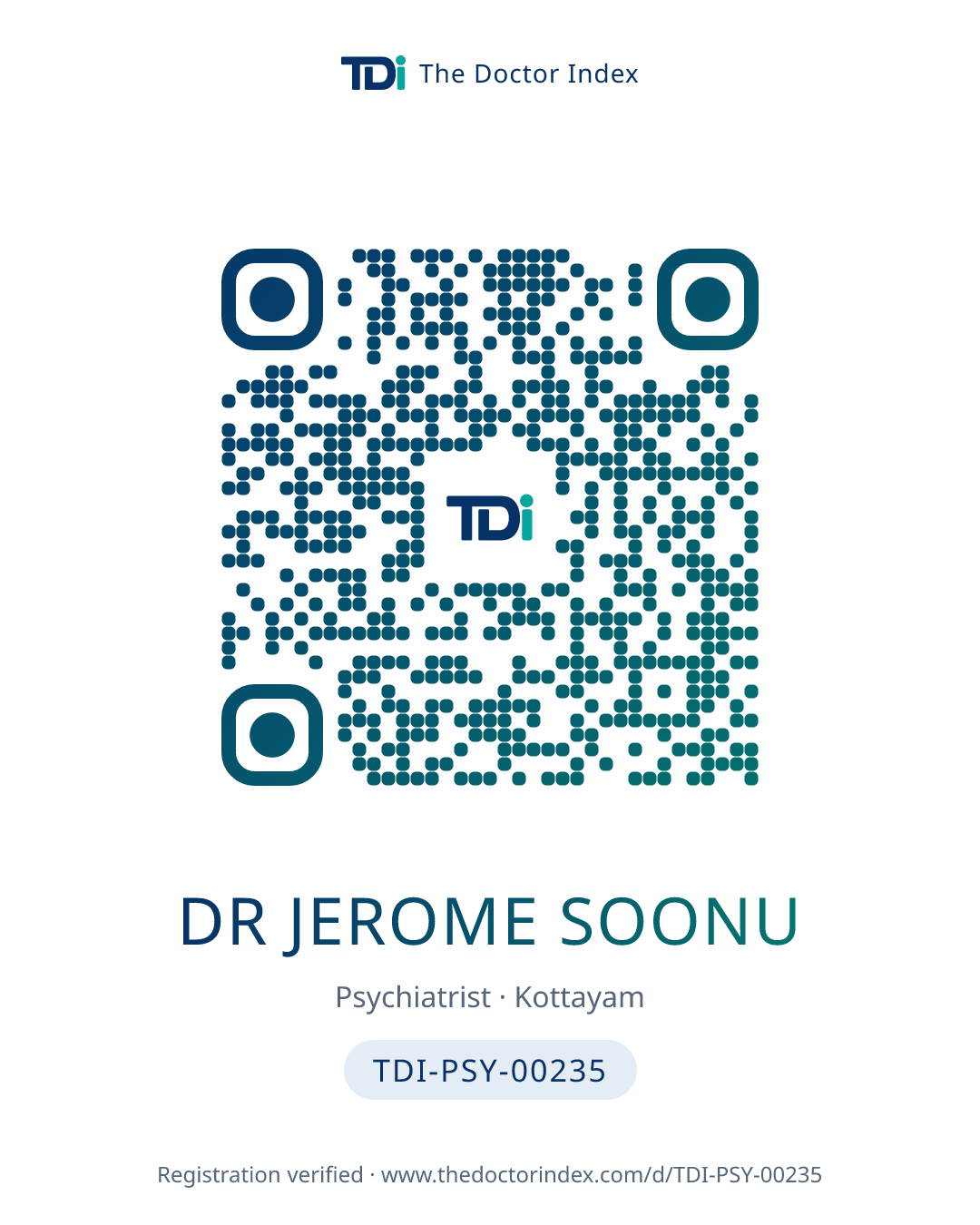 QR card for Dr Jerome Soonu, TDI-PSY-00235