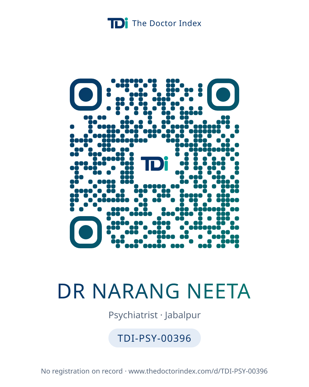 QR card for Dr Narang Neeta, TDI-PSY-00396