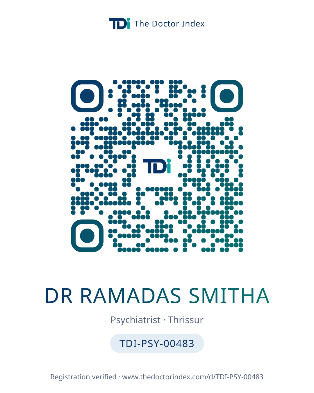 QR card for Dr Ramadas Smitha, TDI-PSY-00483