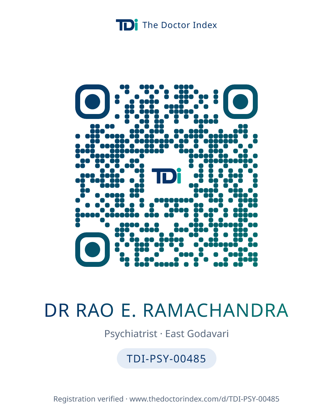 QR card for Dr Rao E. Ramachandra, TDI-PSY-00485