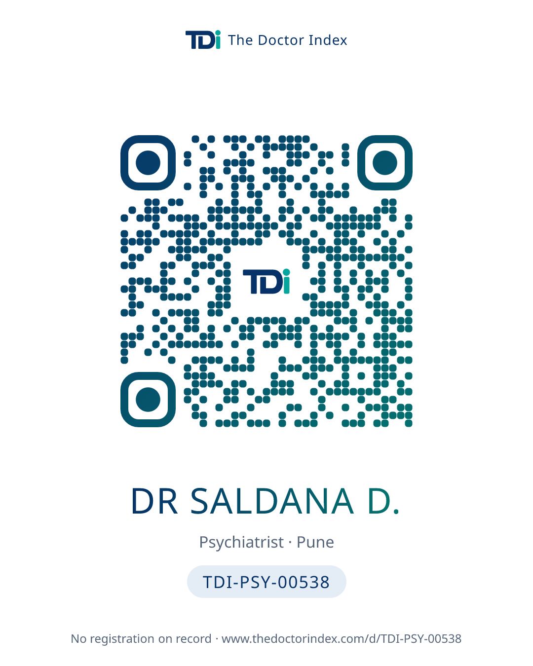 QR card for Dr Saldana D., TDI-PSY-00538