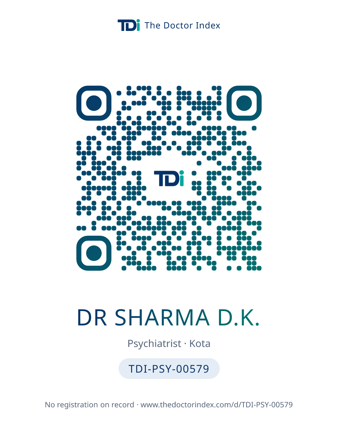 QR card for Dr Sharma D.K., TDI-PSY-00579