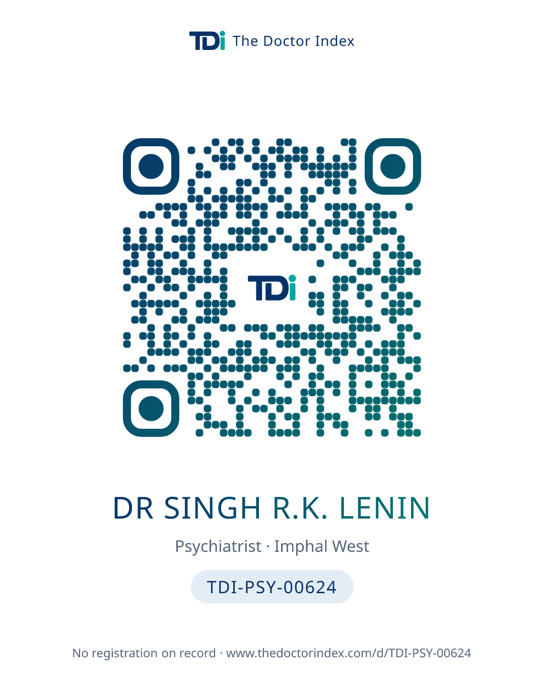 QR card for Dr Singh R.K. Lenin, TDI-PSY-00624