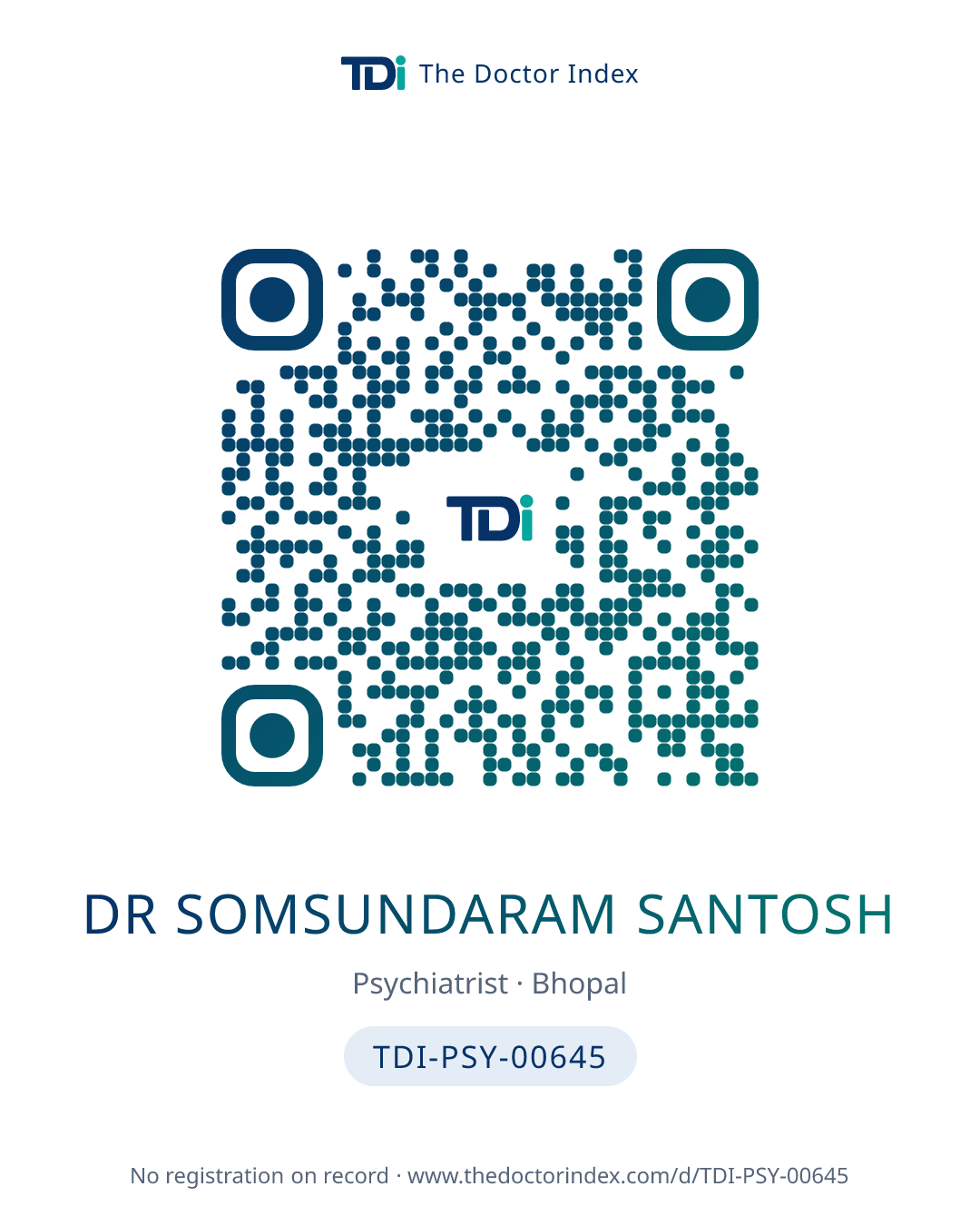 QR card for Dr Somsundaram Santosh, TDI-PSY-00645