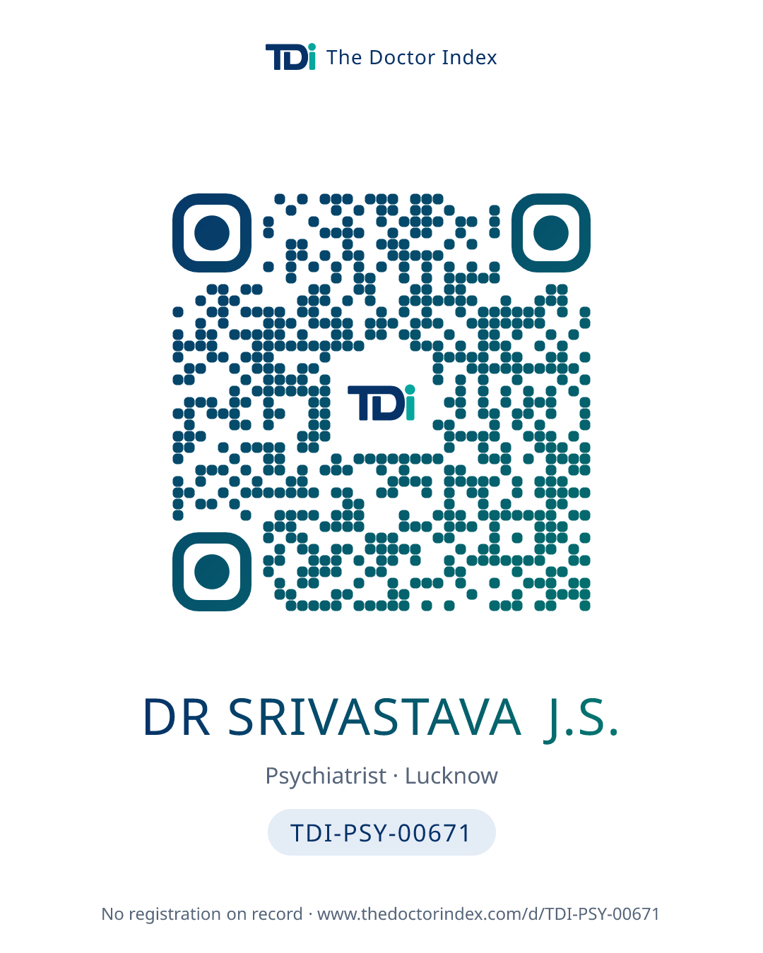 QR card for Dr Srivastava J.S., TDI-PSY-00671