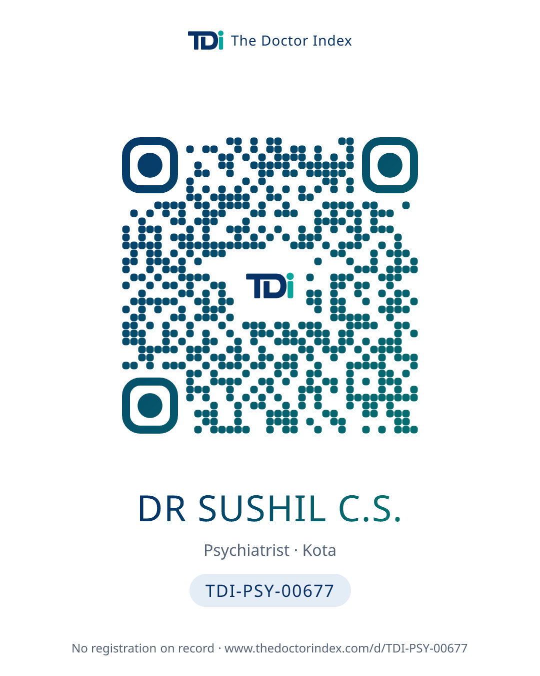 QR card for Dr Sushil C.S., TDI-PSY-00677